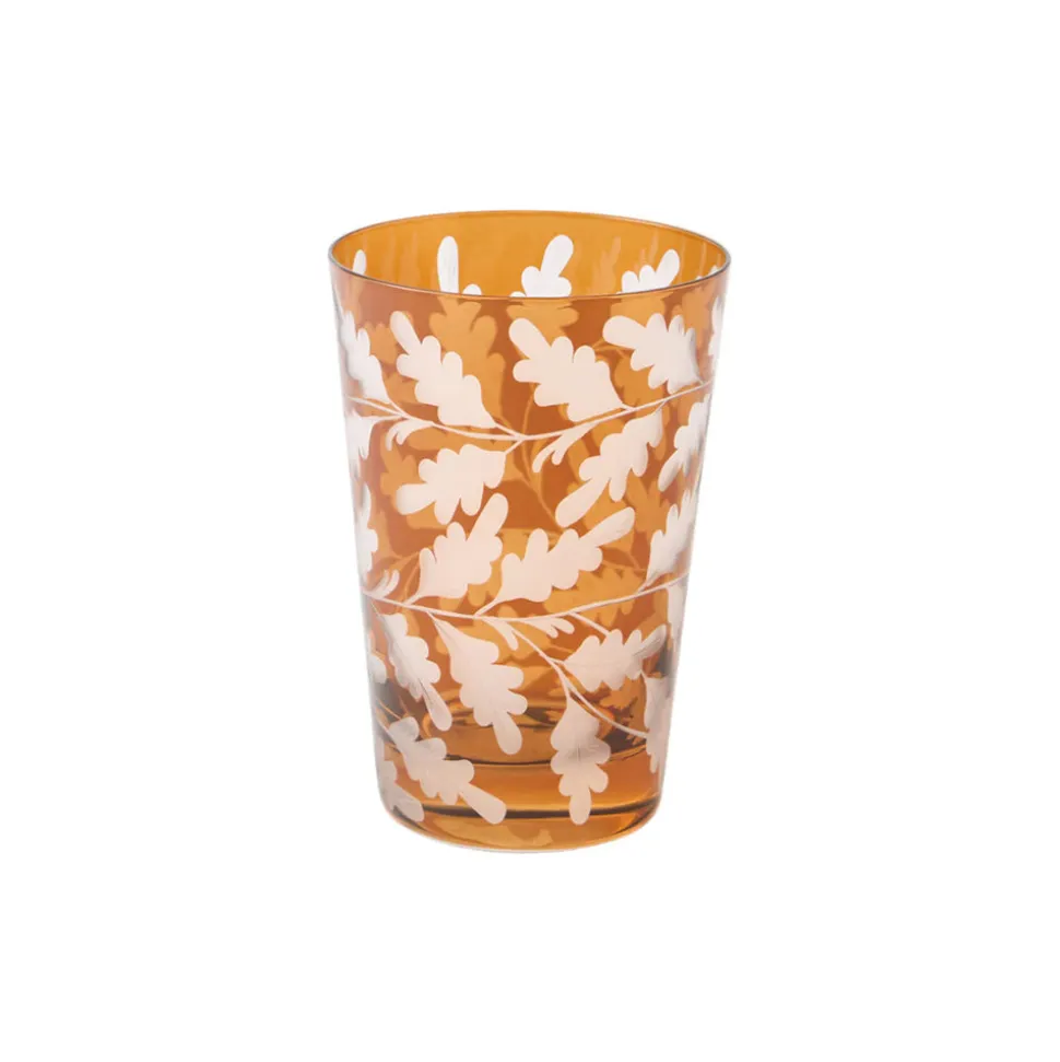 Engraved Oak Leaf Water Tumbler in Walnut