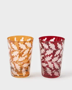 Engraved Oak Leaf Water Tumbler in Walnut