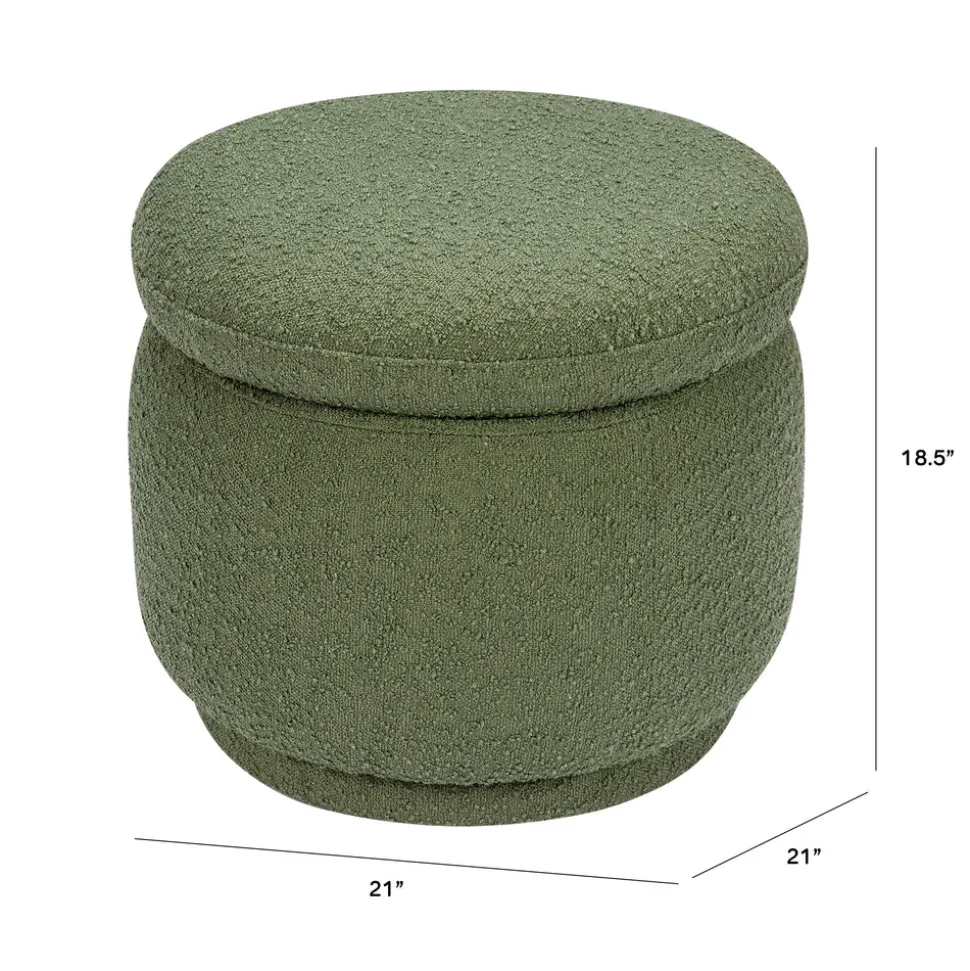 Enoki Storage Ottoman in Boucle in Olive Boucle