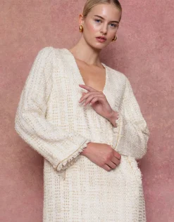 Eponine Tweed Maxi Dress in Cream