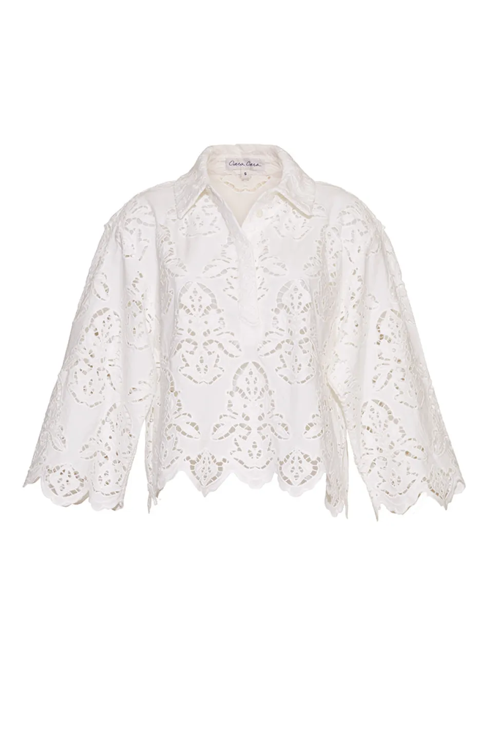 Erica Shirt in White Embroidered Eyelet