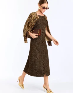 Espresso Midi Dress in Chestnut Gold