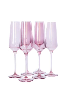 Estelle Colored Champagne Flute, Set of 6 in Rose