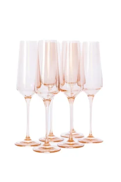 Estelle Colored Champagne Flute, Set of 6 in Blush Pink