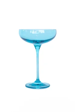 Estelle Colored Champagne Coupe Stemware, Set of 6 in Ocean Blue