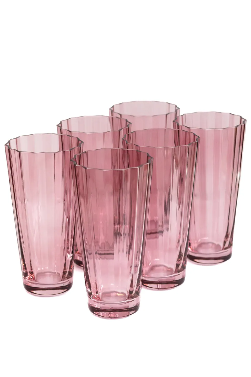 Estelle Colored Sunday High Balls, Set of 6 in Rose