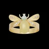 Etched Wing Bug Skinny Napkin Rings in Lemon Jasper, Set of Four