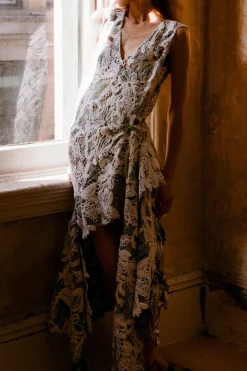 Evie Dress in Chenille & Mohair Lace