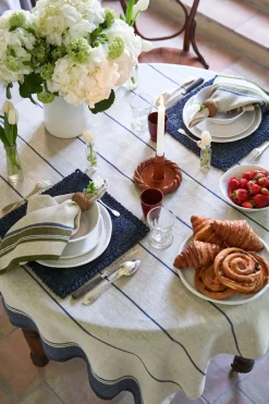 Eze 60x90 Tablecloth in Ivory & Blue
