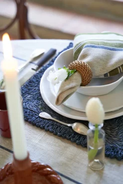 Eze 60x90 Tablecloth in Ivory & Blue
