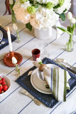 Eze 60x60 Tablecloth in Ivory & Blue