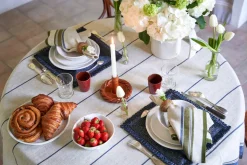 Eze 60x60 Tablecloth in Ivory & Blue