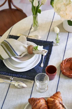 Eze 60x60 Tablecloth in Ivory & Blue