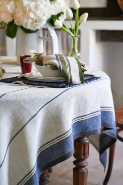 Eze 60x60 Tablecloth in Ivory & Blue