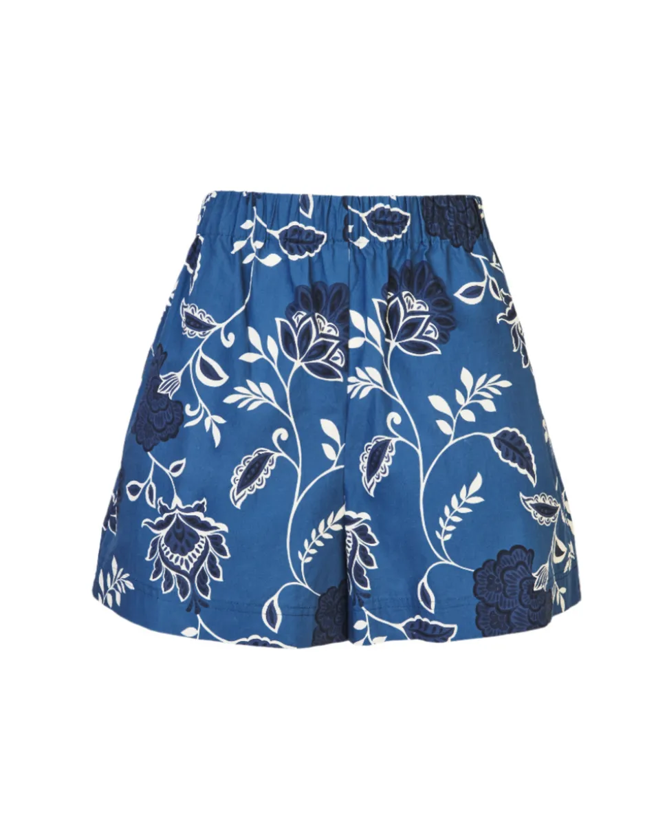 Fallon Shorts in French Blue & Cream