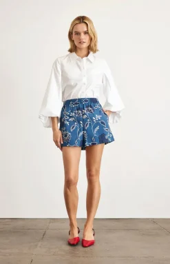 Fallon Shorts in French Blue & Cream