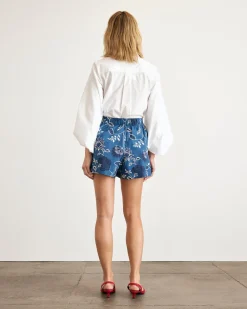 Fallon Shorts in French Blue & Cream