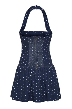 Felicity Mini Dress in Dots Navy
