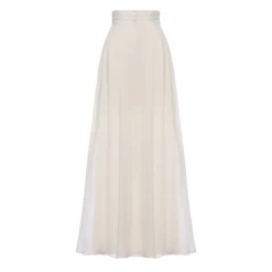 Felix Trouser in Ivory Silk Crepe with Chiffon Overlay