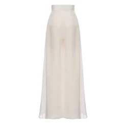 Felix Trouser in Ivory Silk Crepe with Chiffon Overlay