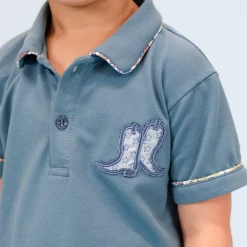 Fields Boy Polo Set in Boots Print