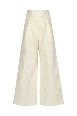 Fiol Canvas Embroidered Pants in Ecru