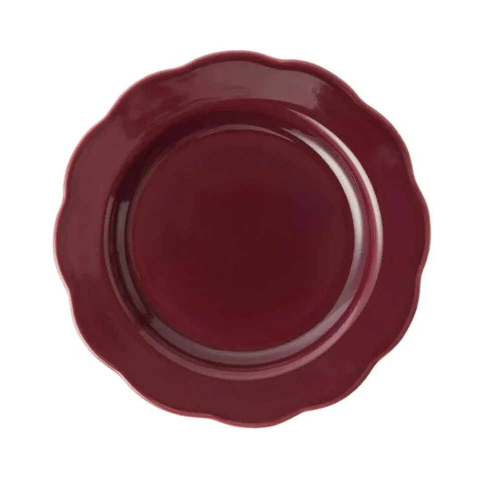 Fiore Dessert Plate in Burgundy