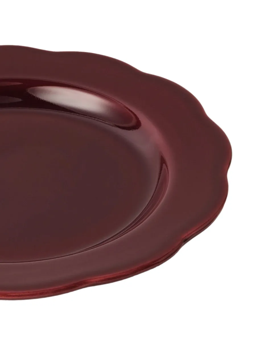 Fiore Dessert Plate in Burgundy