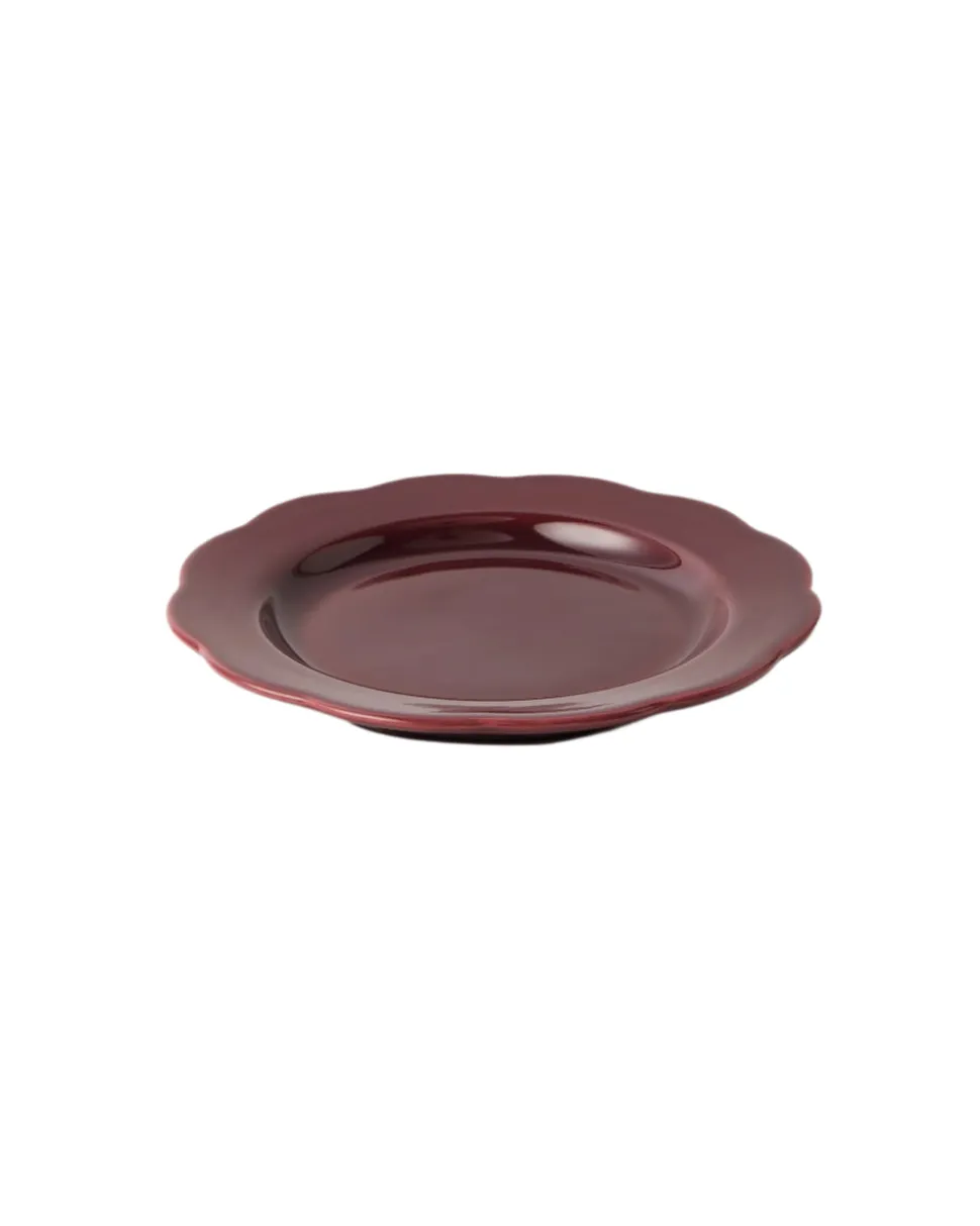 Fiore Dessert Plate in Burgundy