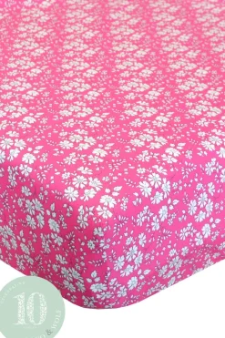 Fitted Sheet Made With Liberty Fabric in Capel Fuchsia