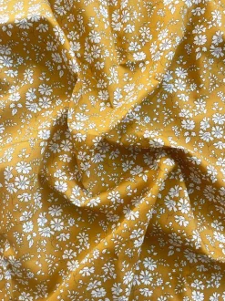 Fitted Sheet Made With Liberty Fabric in Capel Mustard
