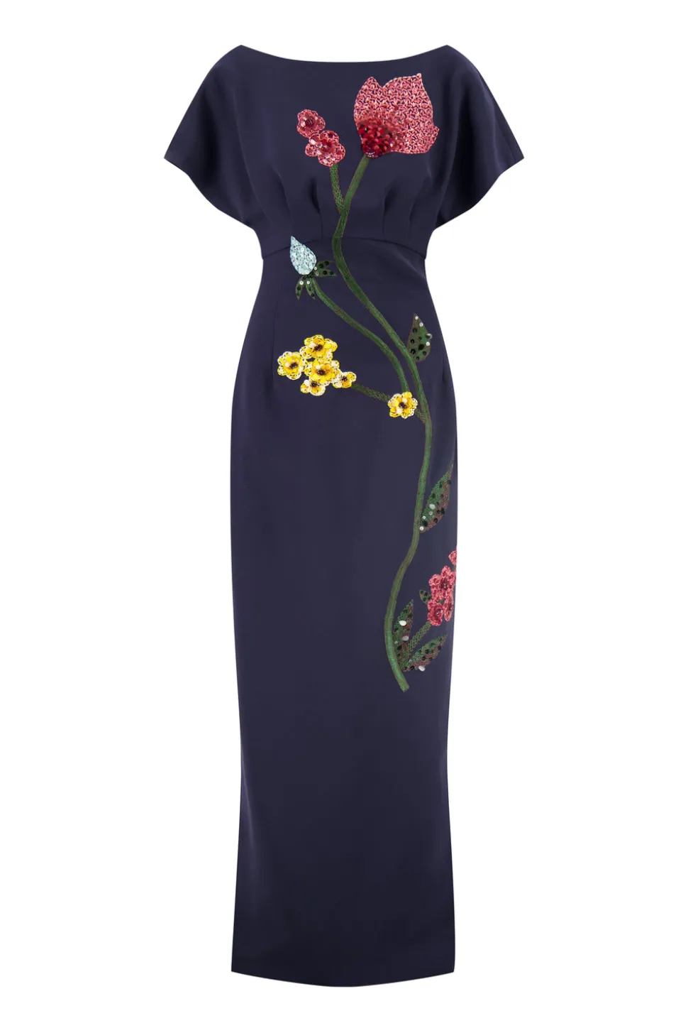 Floral Embroidery Savannah Gown in Navy