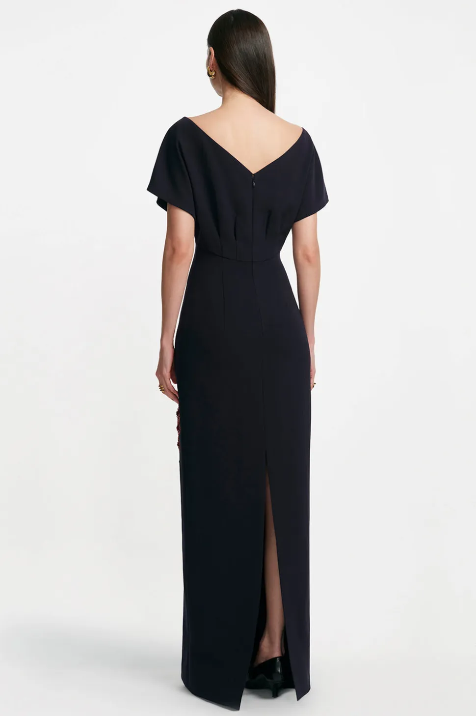 Floral Embroidery Savannah Gown in Navy
