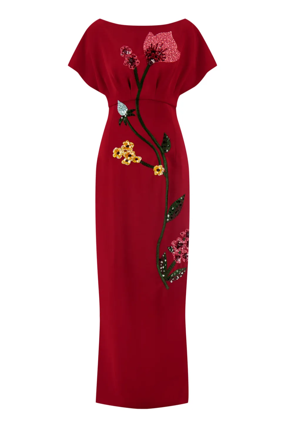 Floral Embroidery Savannah Gown in Wine