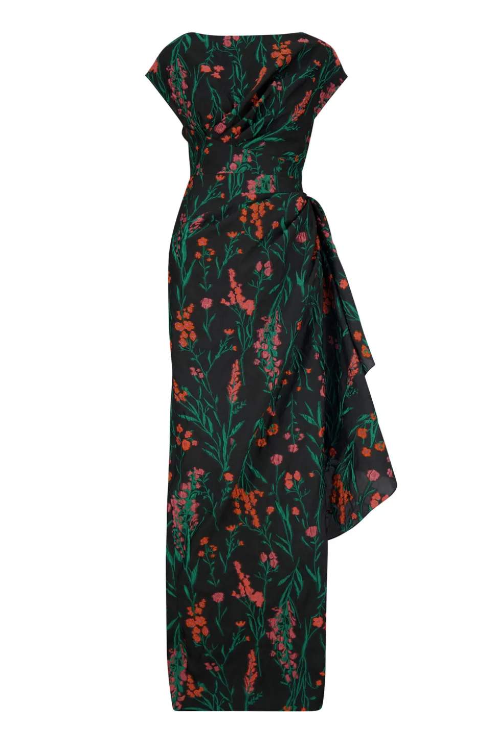 Floral Fil Coupe Florence Gown in Black Multi