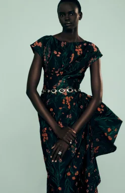 Floral Fil Coupe Florence Gown in Black Multi