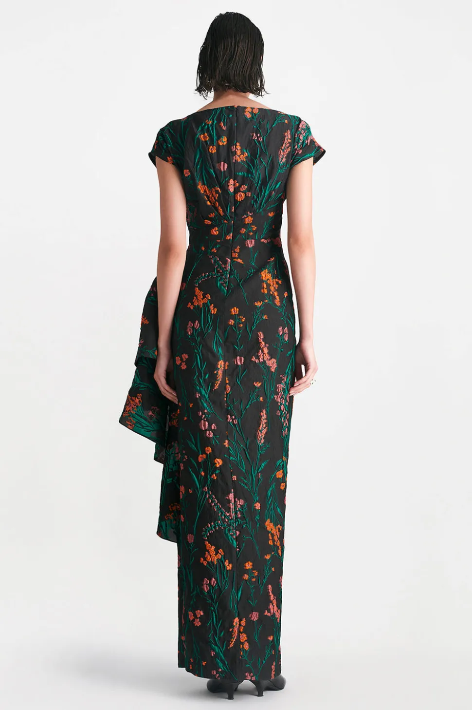 Floral Fil Coupe Florence Gown in Black Multi