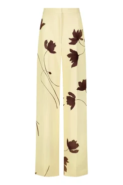 Floral Printed Crepe Molly Pant in Sunlight & Cocoa
