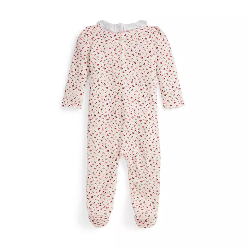 Floral Velour Footed Coverall
