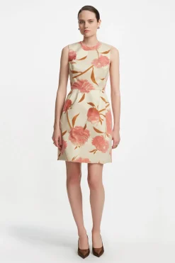 Floral Velvet Sleeveless Mini Dress in Pink Multi