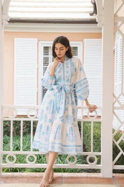 Flounce Dress in Baby Blue Marigold