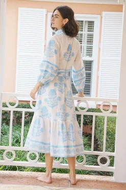 Flounce Dress in Baby Blue Marigold