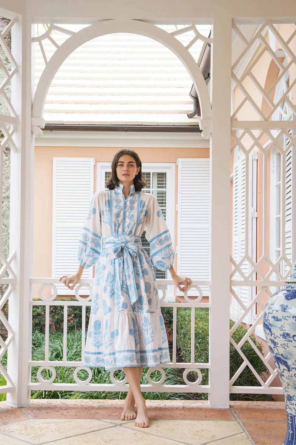 Flounce Dress in Baby Blue Marigold