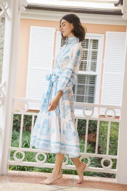 Flounce Dress in Baby Blue Marigold