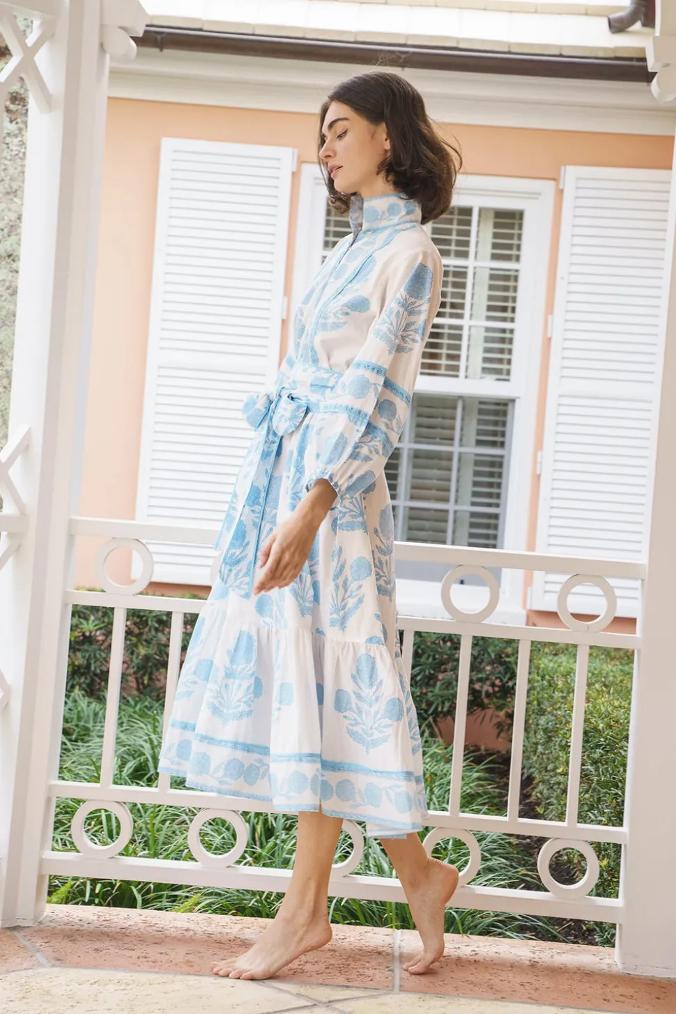 Flounce Dress in Baby Blue Marigold