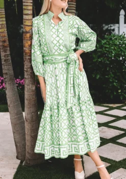 Flounce Dress in Key Lime Bamboo