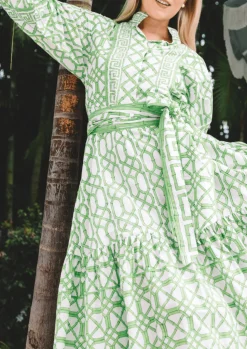 Flounce Dress in Key Lime Bamboo