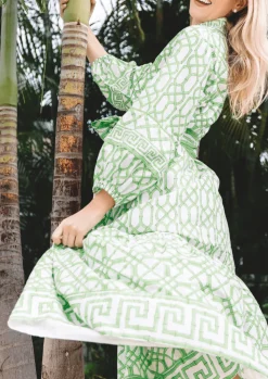 Flounce Dress in Key Lime Bamboo