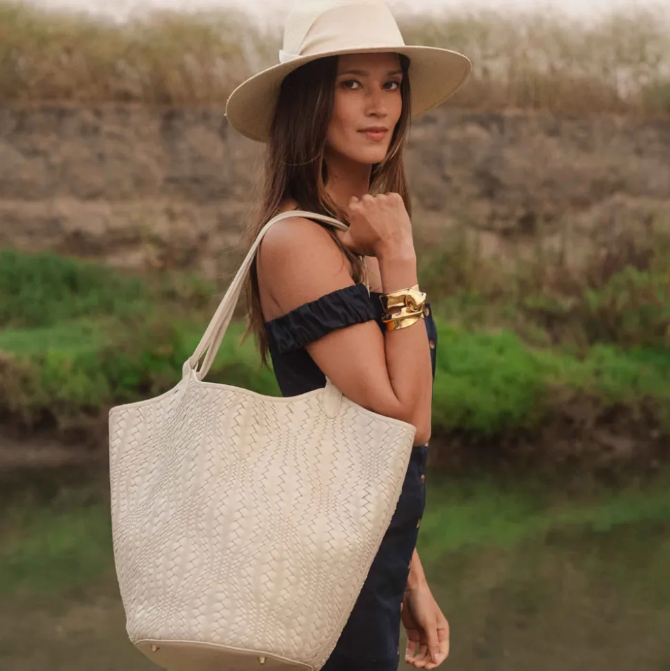 Flow Woven Large Tote in Ivory