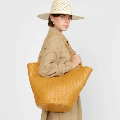 Flow Woven Large Tote in Caramel